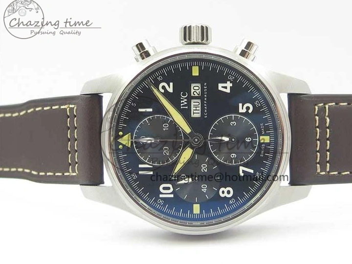 MIROTIME 0514 Pilot Chrono Spitfire IW387903 SS ZF 1:1 Best Edition Black Dial on Brown Leather Strap A OdorResistant 7127